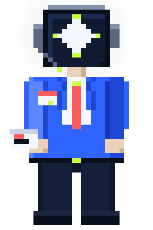 Pixel floor trader with a star for a face